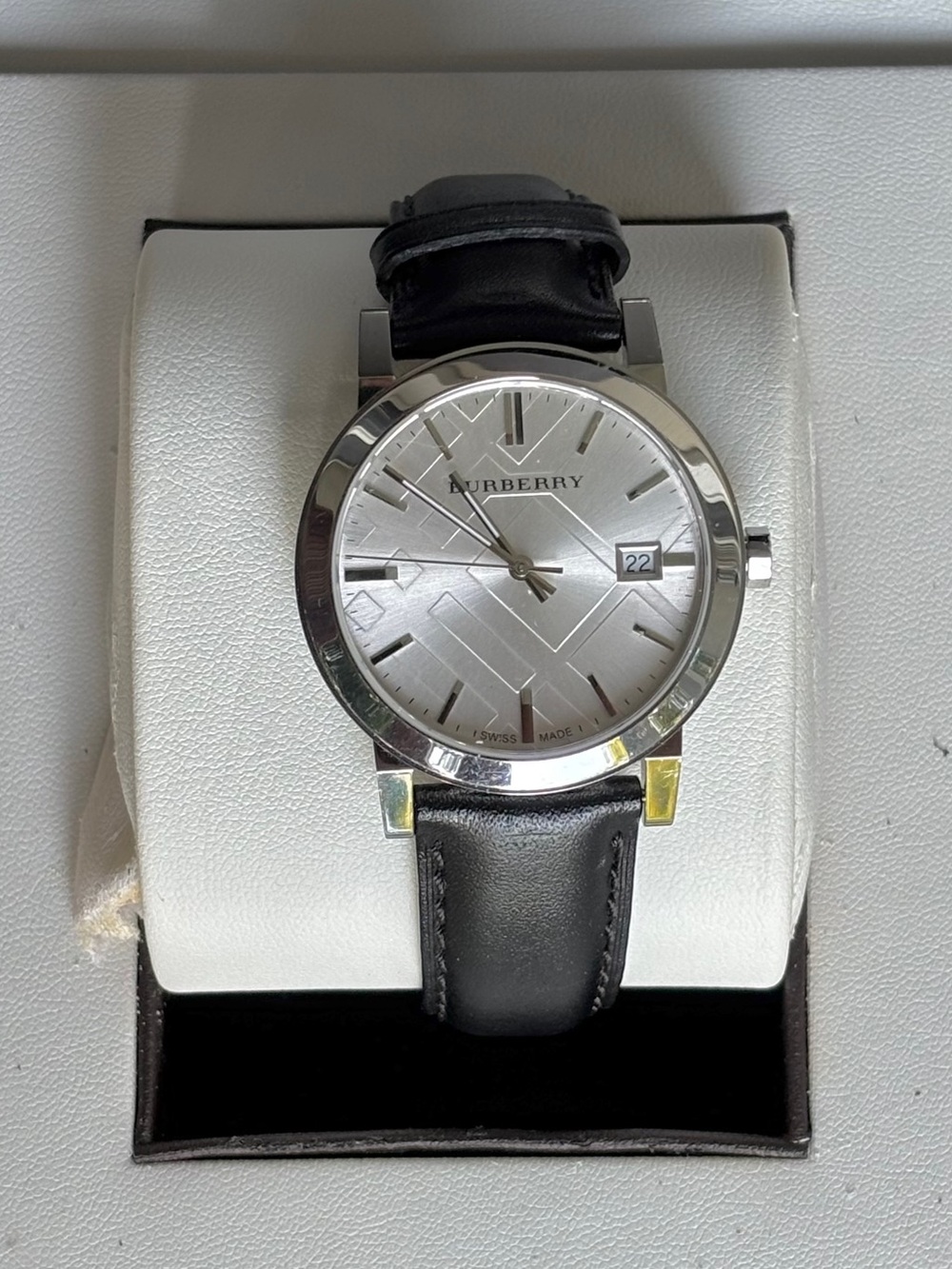 Burberry White Silver Black Strap The City Watch